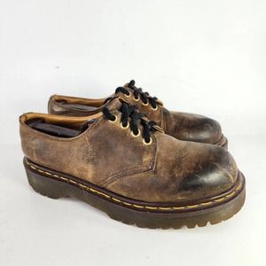 VTG 90's Doc Dr. Martens Ladies Brown Platform Chunky Shoes US 9 Oxford Brogue